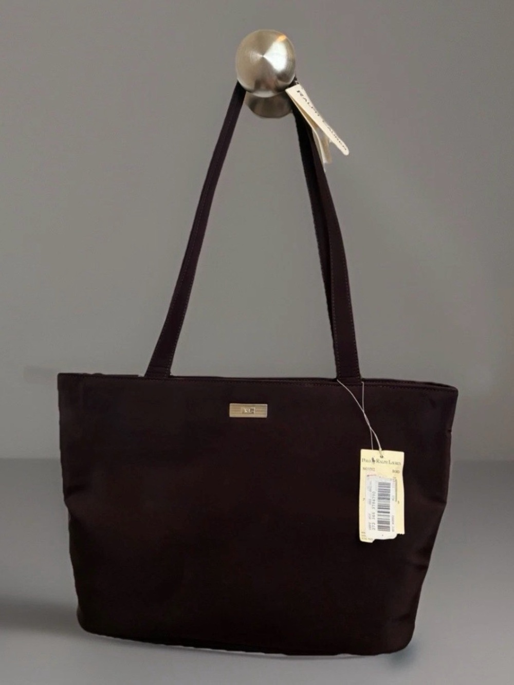 Polo Ralph Lauren Dark burgundy Nylon Tote with Logo Plaque